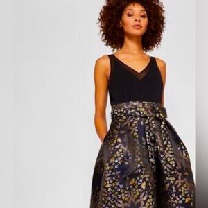 Ted Baker Freay Elegant Floral fit & flare Jacquard dress Sz US 2 Ted Sz 0